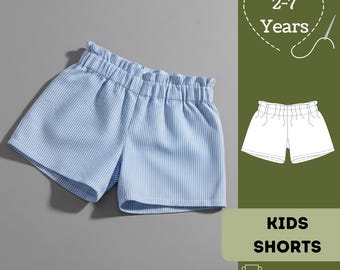 Kids Shorts Sewing Pattern: Easy Unisex Design (Sizes 2-7 Years) (PDF Pattern)