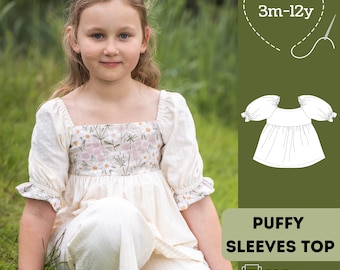 Kids Puffy Sleeve Tunic Sewing Pattern: Sizes 3 Months to 12 Years (PDF Pattern)