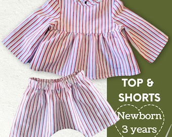 Baby Top & Shorts Sewing Pattern: Summer Outfit (PDF Pattern)