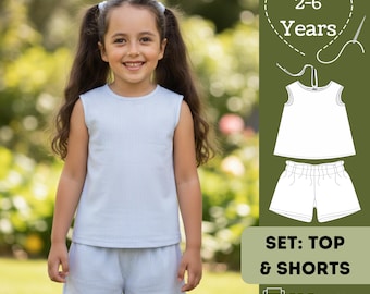 Kids Shorts & Top Sewing Pattern: Easy Unisex Design (Sizes 2-6) (PDF Pattern in English)