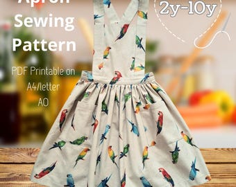 Classic Kids Apron Sewing Pattern: Crossed Back, Pockets (PDF pattern in English)