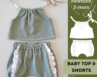 Baby Top & Bloomers Sewing Pattern: Newborn to 3 Years (PDF Pattern)