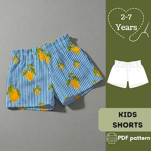 Kids Shorts Sewing Pattern: Easy Unisex Design, Sizes 2-7 (PDF Downloadable Pattern, A4/Letter/)