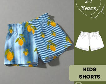 Kids Shorts Sewing Pattern: Easy Unisex Design, Sizes 2-7 (PDF Downloadable Pattern, A4/Letter/)