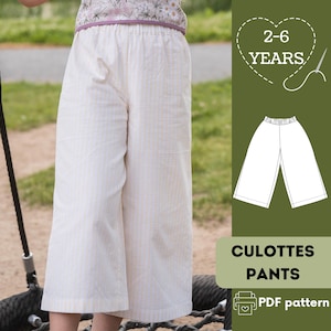 Kids Culottes Sewing Pattern: Easy Pants (Sizes 2-6 Years) (PDF Pattern in English language)