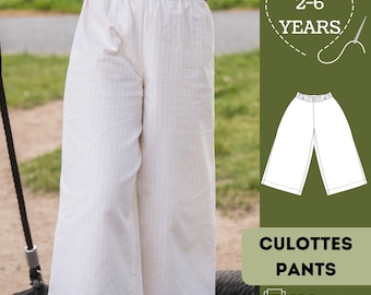 Kids Culottes Sewing Pattern: Easy Pants (Sizes 2-6 Years) (PDF Pattern in English language)