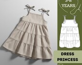Ruffled Princess Dress Sewing Pattern: Girls Sizes 3-8 (PDF Pattern)