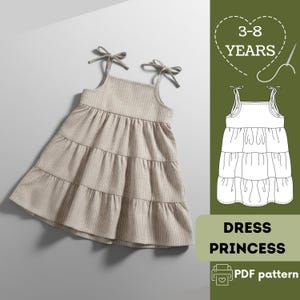 Ruffled Princess Dress Sewing Pattern: Girls Sizes 3-8 (PDF Pattern)
