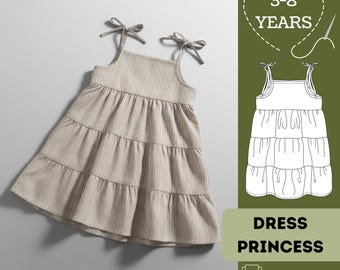 Ruffled Princess Dress Sewing Pattern: Girls Sizes 3-8 (PDF Pattern)