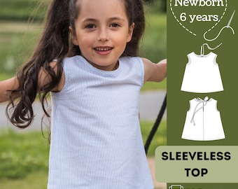 Kids Sleeveless Top Sewing Pattern: Newborn to 6 Years (PDF Pattern in English)