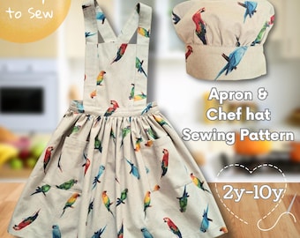 Kids Kitchen Outfit Sewing Pattern: Ruffled Apron & Chef Hat (PDF Download)