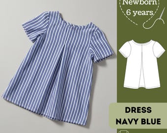 Stripped Dress Sewing Pattern: Easy Sew, Newborn to 6 Years (PDF Pattern)
