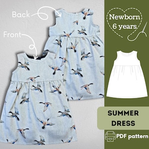 Mädchenkleid Schnittmuster: Easy Sew, Neugeborenes bis 6 Jahre (PDF Pattern)