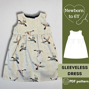 Mädchen Kleid Schnittmuster: Easy Sew, Grössen Neugeborene bis 6 Jahre (PDF Pattern)
