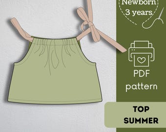 Kids Summer Top Sewing Pattern: Newborn to 3 Years (PDF Pattern in English)