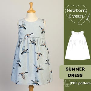 Mädchenkleid Schnittmuster: Easy Sew, Neugeborenes bis 6 Jahre (PDF Pattern)