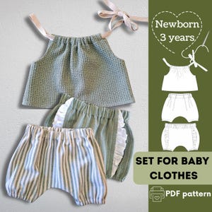 Top & Bloomers Sewing Pattern Set: Newborn to 3 Years (PDF Pattern in English)