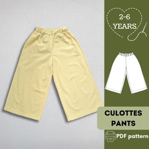 Patrón de costura de pantalón culotte para niños: Fácil de coser (Tallas 2-6 años) (Patrón PDF en inglés)