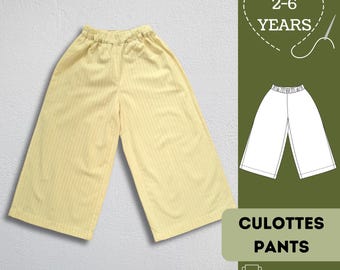 Kids Culottes Sewing Pattern: Easy Sew Pants (Sizes 2-6 Years) (PDF Pattern in English)