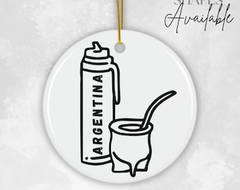 Argentinian Mate Ceramic Ornament | Argentina Thermos Mate | Argentina Gift | Christmas Ornaments | Argentina Ornament gift | Mate Thermos