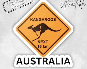 Australien Känguru Schild Aufkleber | Australien Aufkleber | Känguru Sticker | Australien Wildtiere | Känguru | Vinyl-Aufkleber | Wasserfester Aufkleber
