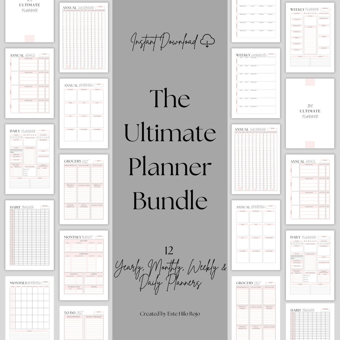 Ultimate Planner Bundle, Daily/weekly/monthly/annual | Editable ...