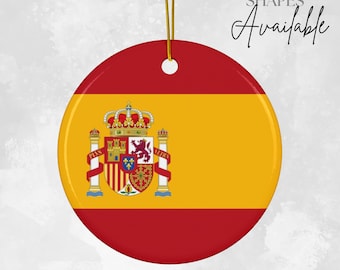 スペイン国旗の陶器製オーナメント | スペインのクリスマスオーナメント | スペイン旅行オーナメント | スペインのお土産 | クリスマスツリーのデコレーション | スペイン旅行ギフト
