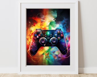Gaming Controller Art Print: Vibrant Gamer Room Decor (Digital Download)