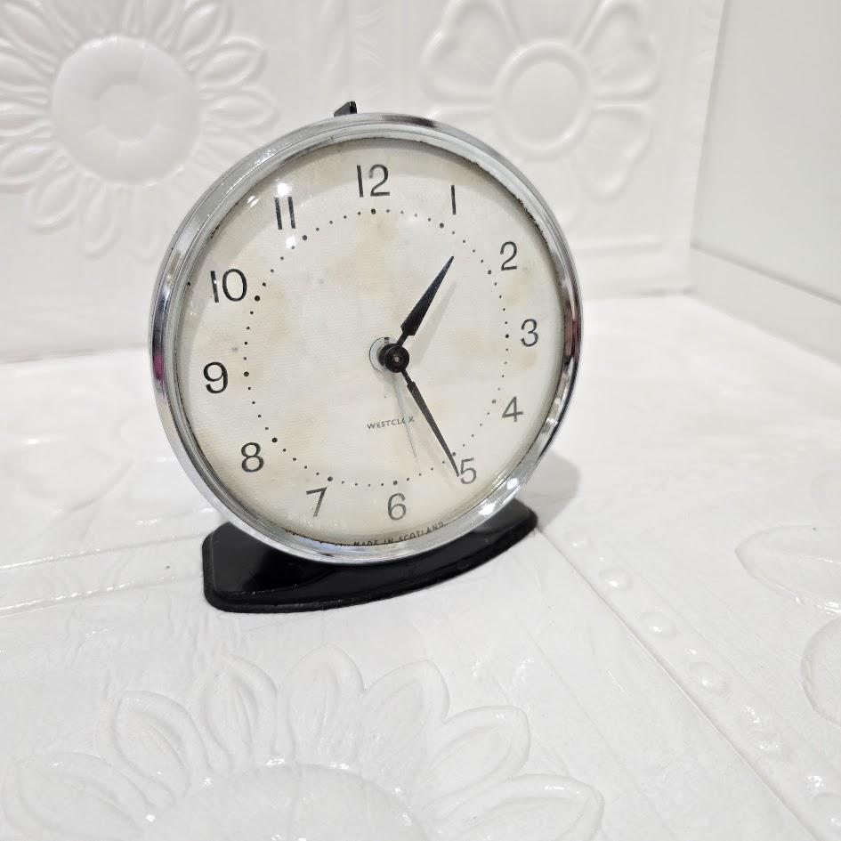 Vintage Retro 'westclox' Brand Bedroom Scotland Alarm Clock White