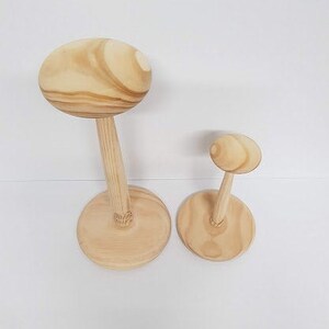 Wooden Hat Stand Display Stand two sizes for Hat or Headpiece Handmade Millinery Hat Stand image 4