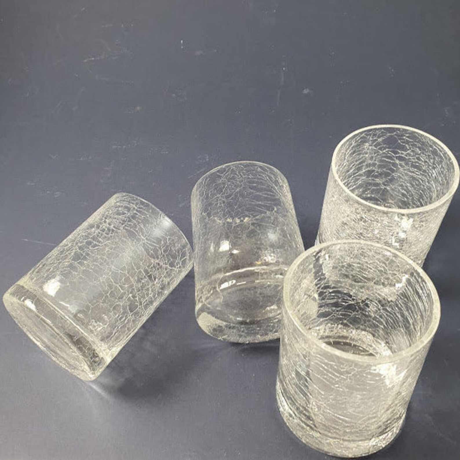 Whiskey Crackle Glass Tumblers Clear Glasses Retro Vintage Etsy