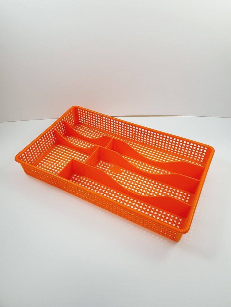 Vintage Light Orange Retro 1960's Cutlery Rack plastic Classic vintage reuse recycle image 1