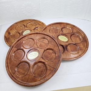 Set di vassoi da portata retrò, vintage di metà secolo, originale degli anni &#39;70, riciclato, in legno di Formosa, set abbinato, Tiki Bar