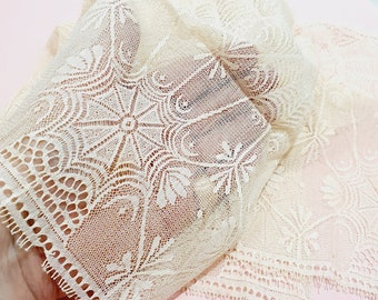 2 Vintage Cobweb Lace piece Lace pretty piece as found Sewing Doll Making trim trimming Millinery