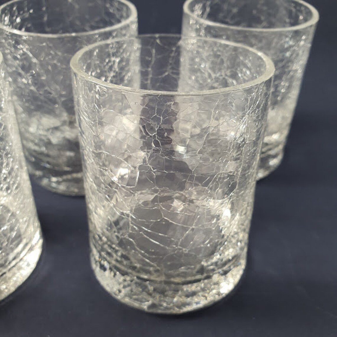 Whiskey Crackle Glass Tumblers Clear Glasses Retro Vintage Etsy