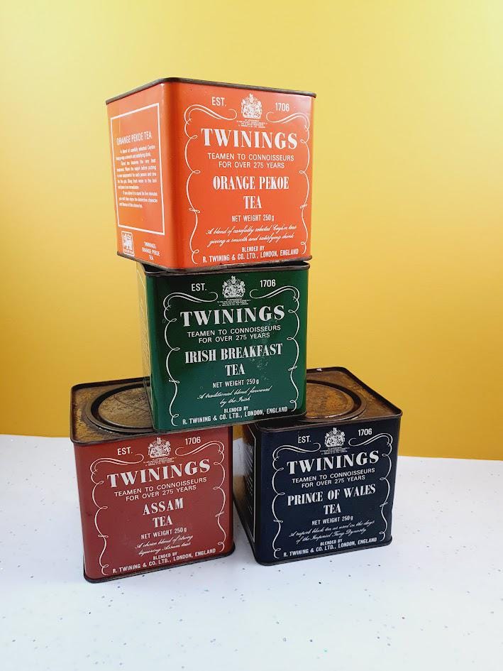 Vintage Twining's Tea Tin Storage Cannister – England 1950s-1970s