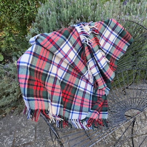 Vintage 1970s Wool Tartan Travel Blanket: Red, Blue, Green Check, Made in Australia