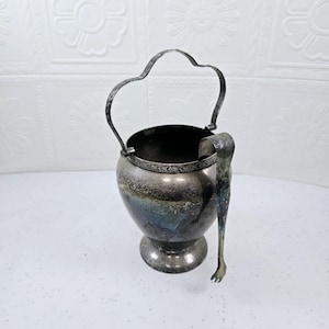 Vintage Retro Silver ice bucket Vintage Bar with Bird Claw ice tongs Cooler Du Barry Brand