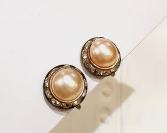 Boucles D'oreilles Clips Vintage Années 50 - Plastique Rose Pâle En Forme De Goutte, Authentiques