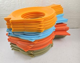 ヴィンテージ レトロ ミッドセンチュリー アトミックエイジ オレンジ キッチン 1970年代初期 プラスチック皿