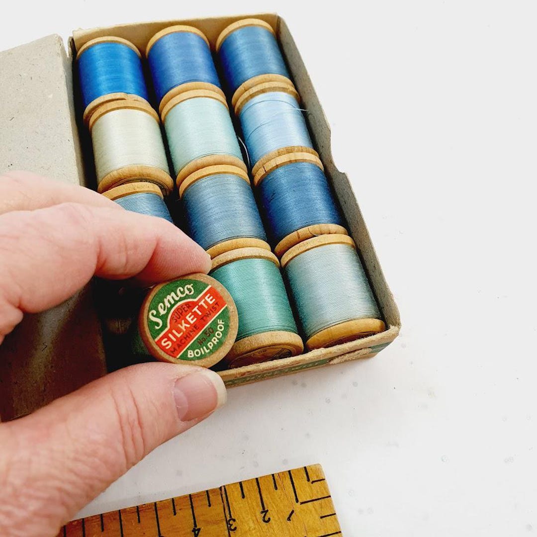 Vintage Semco Cotton Thread Dressmaking Wood Reels Cotton Wooden Spools ...