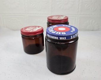 Tarros vintage retro AMBER, tres para elegir, tarro de cocina con tapa metálica, artículo de colección de menaje de cocina raro