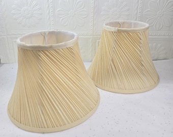 Lamp Shade PAIR original Vintage Shapely Retro 1980's Cream Fabric Shade