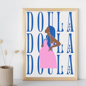 Doula Poster, Geschenk für Schwangere, Geburtshelferin, Geschenk für Doula, Schwangerschaft, Geschenk für sie, Retro Kunstdruck, Doula Wohndekor