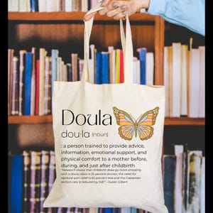 Doula definition tote bag, birth worker bag, birth doula tote bag, gift for doula, gift for birth worker, doula thank you gift, gift for her