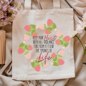 Bible verse tote bag, scripture tote bag, Christian girl bag, gift for Christian girl, religious tote bag, Sunday school teacher gift