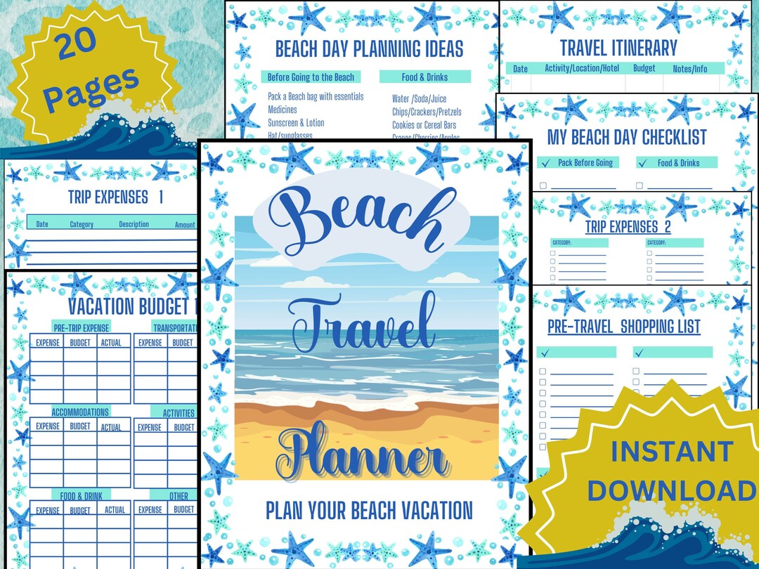 Beach Vacation Planner/ Printable Travel Planner/8.5x11 Pdf/vacation ...