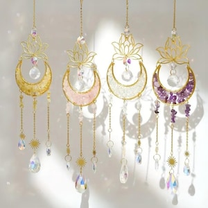 Crystal Moon Catcher Garden Decoration Home Decor Wall Window Hanging Sun Catcher Pendant Rainbow Maker Boho Gift Colorful Suncatcher