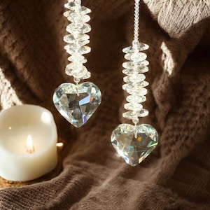 Crystal Prism Clear Heart Ball Pendant - Home Window Decoration Suncatcher, Valentine&#39;s Day Wedding Party Gift