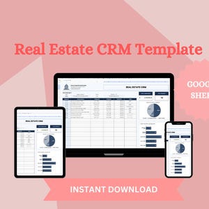 Real Estate CRM Template, Google Sheets CRM for Realtors, Real Estate Lead Tracker, Property Management Spreadsheet, Customizable CRM Tool